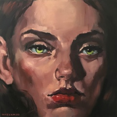 Redhead, original oil on stretched canvas, 76 x76 cm unframed